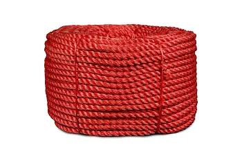 Канат полистиловый ПсТ тросовой свивки 3-прядн.d.  16,0 мм, 220 м. красный